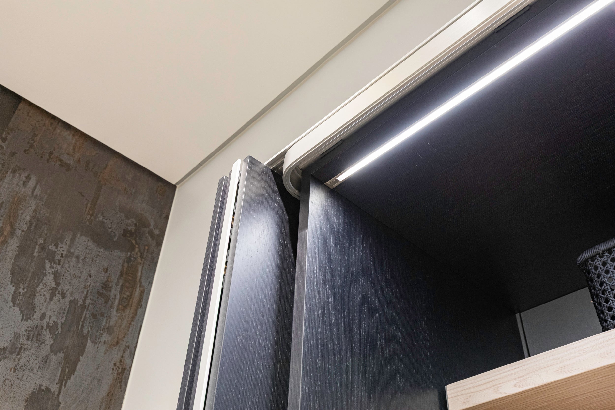 eggersmann USA E-Line Graphite Black Bi-Fold Pocket Door Pantry Wall