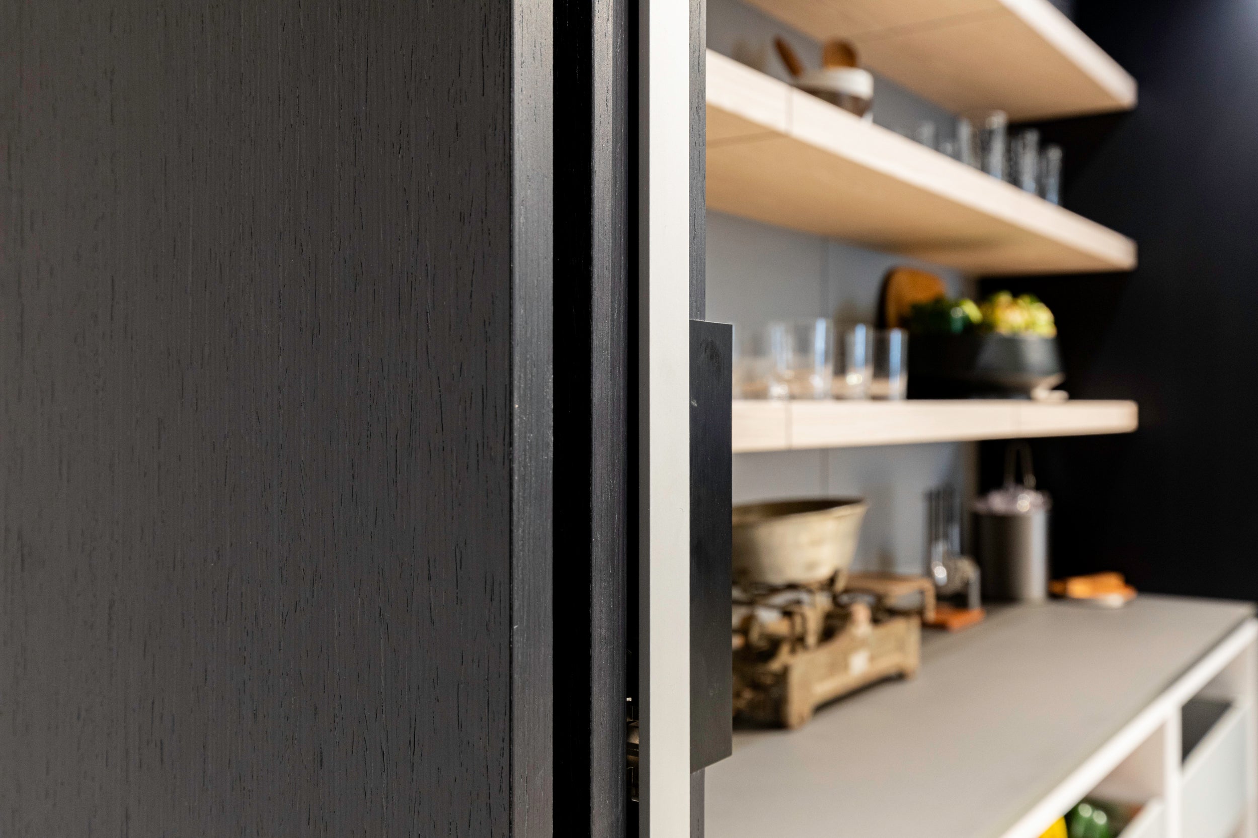 eggersmann USA E-Line Graphite Black Bi-Fold Pocket Door Pantry Wall