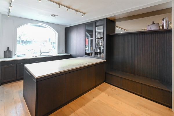 DOCA Modern Classic Brown Wood Veneer Kitchen & Neolith Countertops