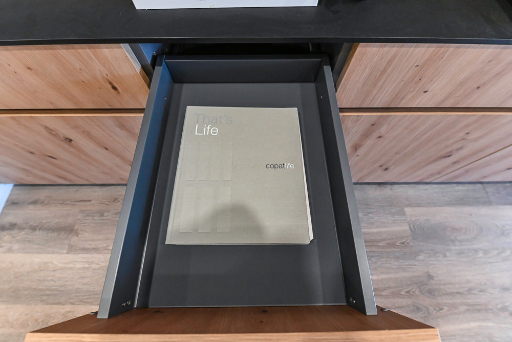copatlife Modern Textured Wood Look Dry Bar with Wolf Microwave Oven