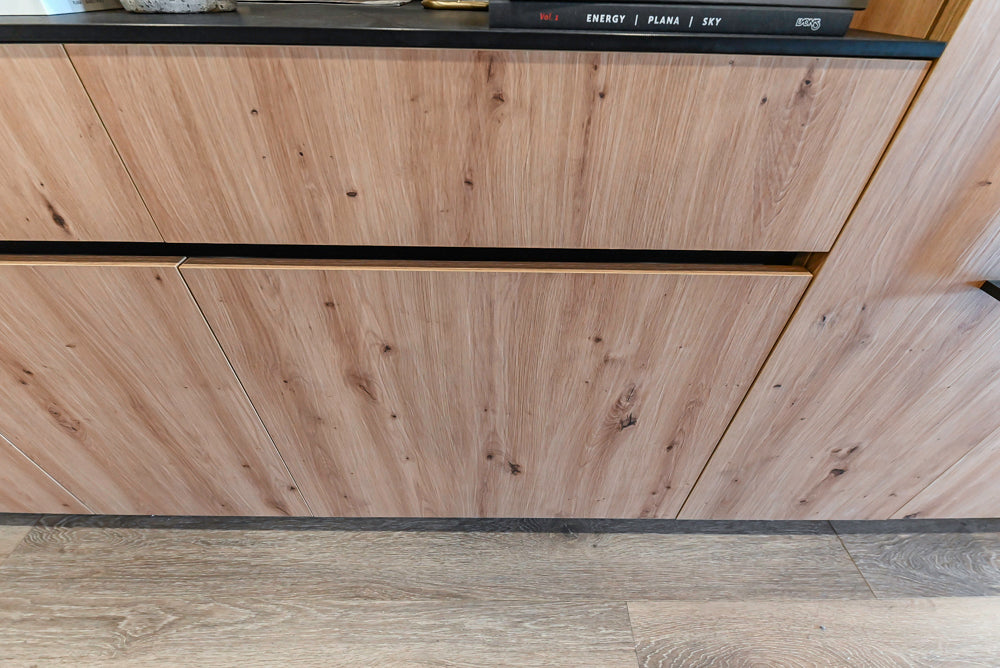 copatlife Modern Textured Wood Look Dry Bar with Wolf Microwave Oven