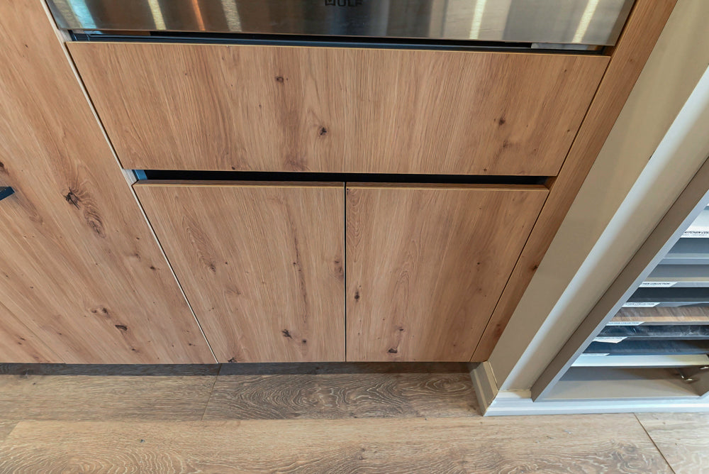 copatlife Modern Textured Wood Look Dry Bar with Wolf Microwave Oven