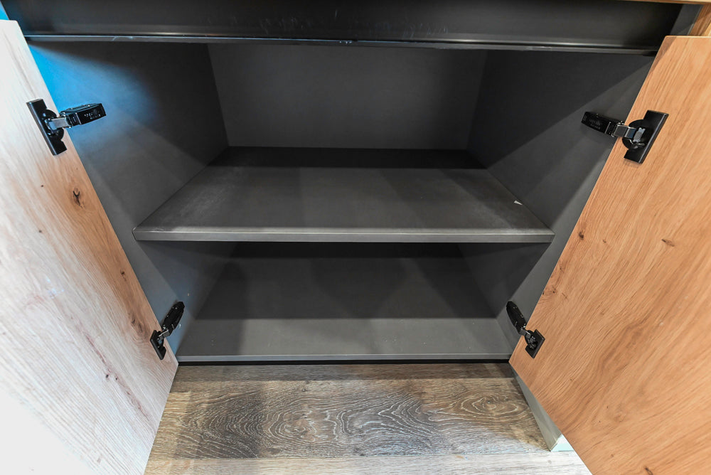 copatlife Modern Textured Wood Look Dry Bar with Wolf Microwave Oven
