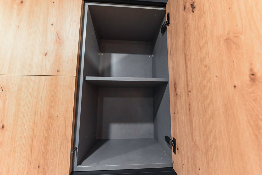 copatlife Modern Textured Wood Look Dry Bar with Wolf Microwave Oven