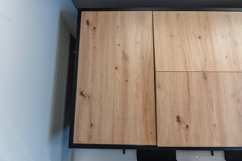 copatlife Modern Textured Wood Look Dry Bar with Wolf Microwave Oven