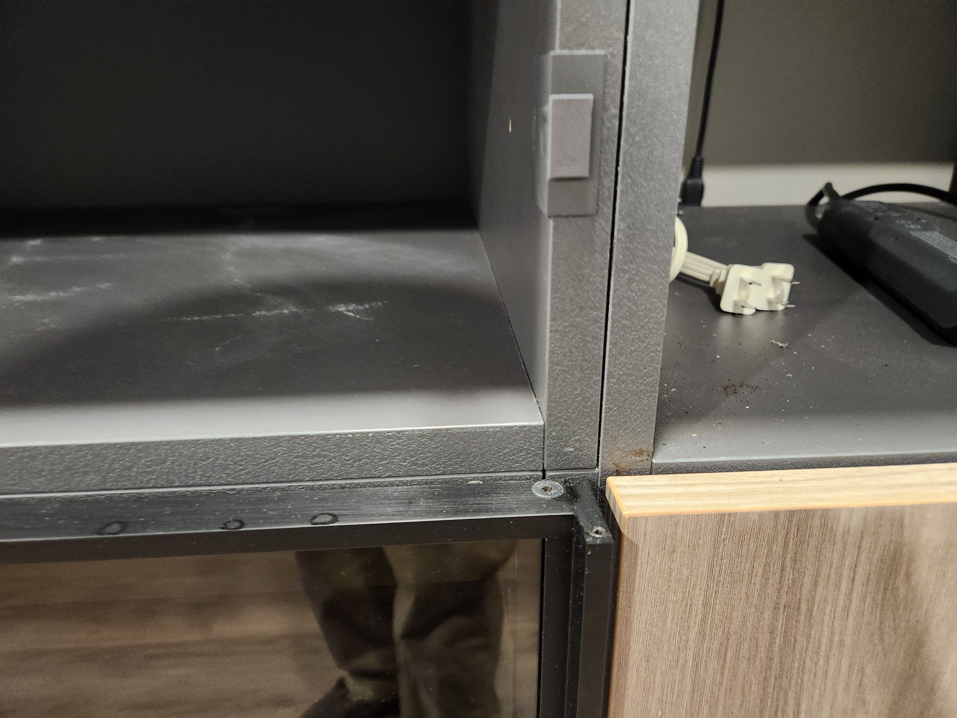 copatlife Modern Elm Biondo Veneer Pantry with Smoked Bronze Glass Cabinet