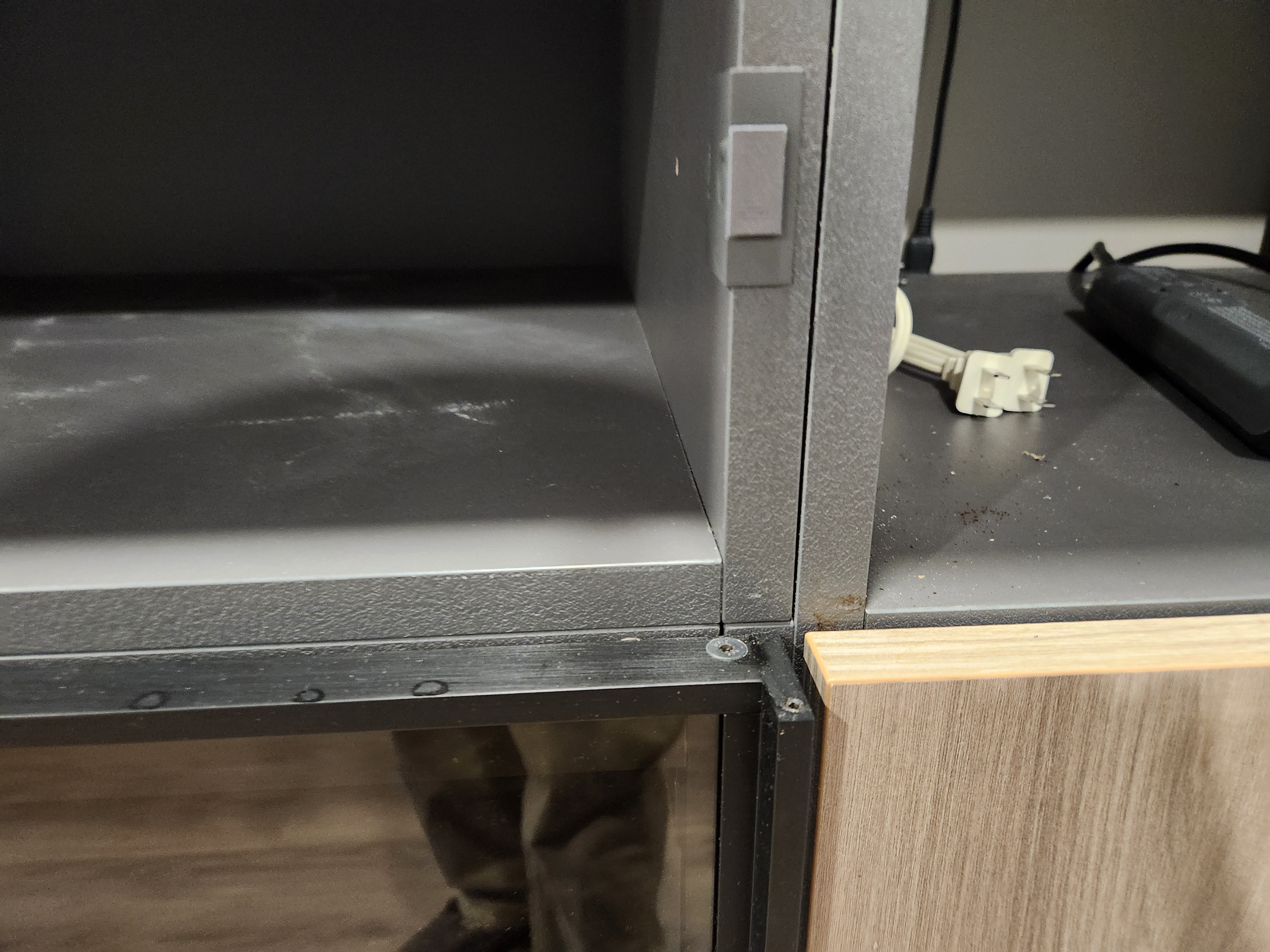 copatlife Modern Elm Biondo Veneer Pantry with Smoked Bronze Glass Cabinet