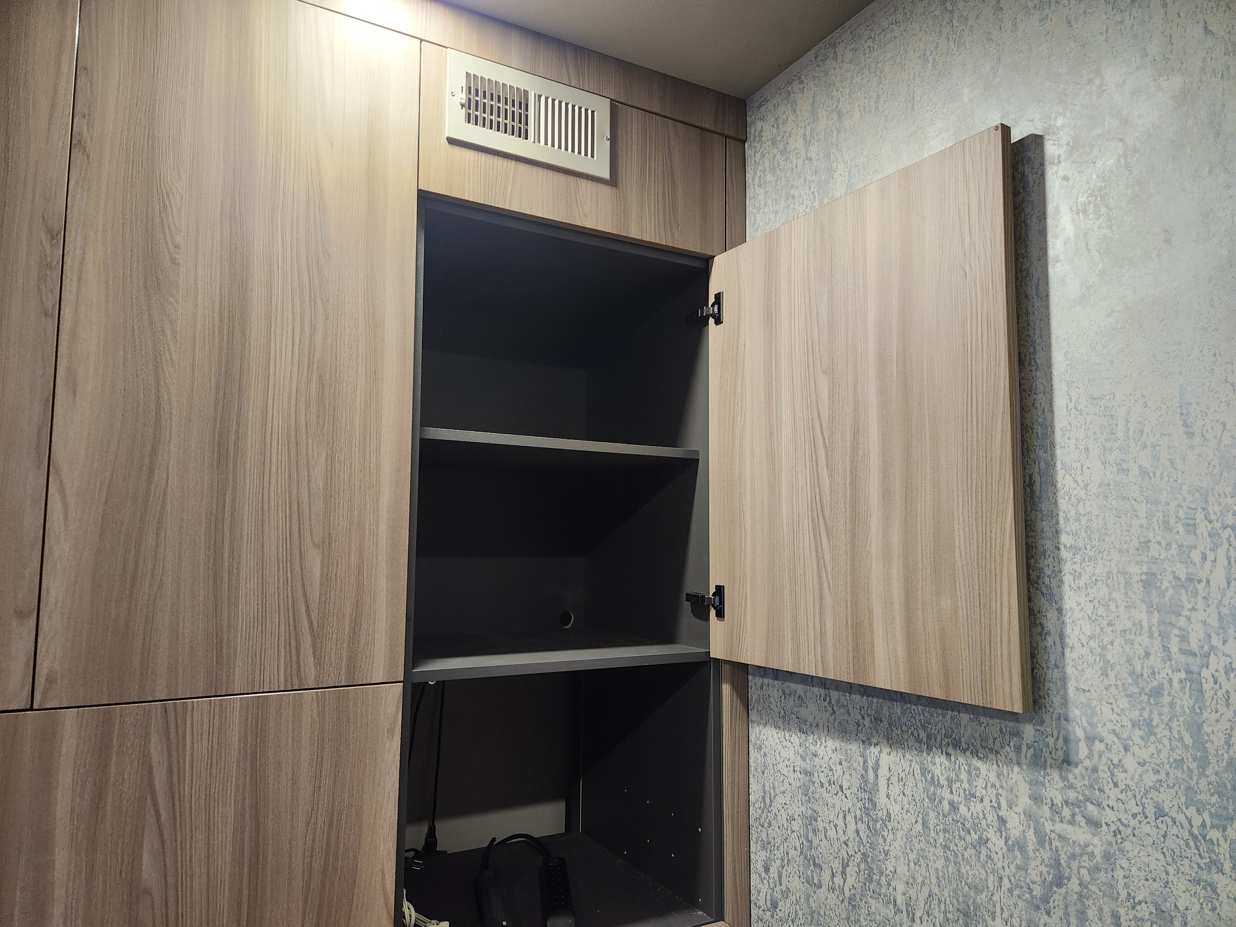 copatlife Modern Elm Biondo Veneer Pantry with Smoked Bronze Glass Cabinet