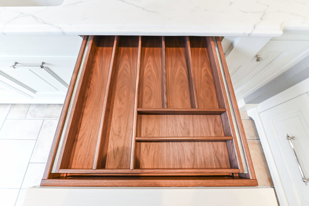 Showcase Transitional White Kitchen with Marble Countertops and La Cornue Chateau 120 Range with French Top