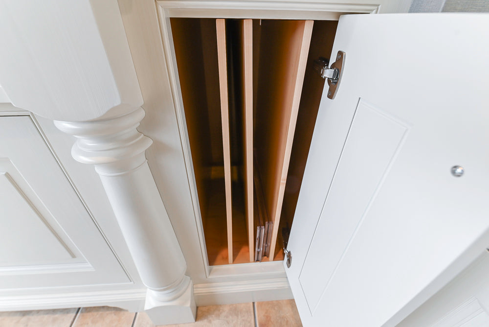 Showcase Transitional White Kitchen with Marble Countertops and La Cornue Chateau 120 Range with French Top