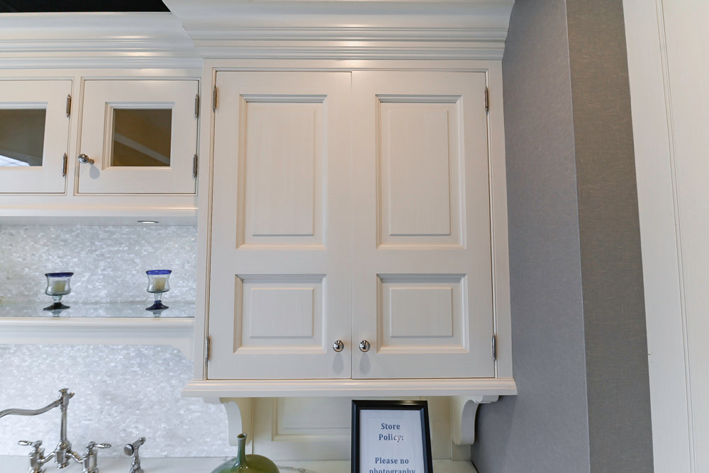 Showcase Transitional White Kitchen with Marble Countertops and La Cornue Chateau 120 Range with French Top