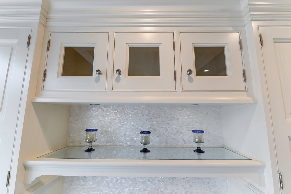 Showcase Transitional White Kitchen with Marble Countertops and La Cornue Chateau 120 Range with French Top