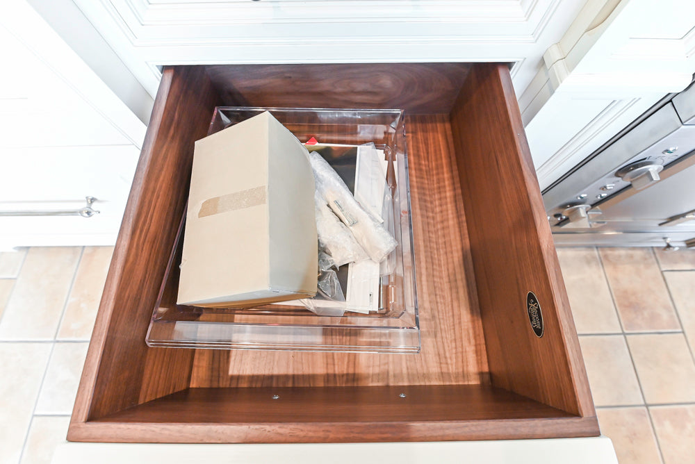 Showcase Transitional White Kitchen with Marble Countertops and La Cornue Chateau 120 Range with French Top