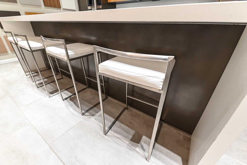 Composit Modern Brown Kitchen with Waterfall Island, Stone Countertops and Wolf & Sub-Zero Appliances