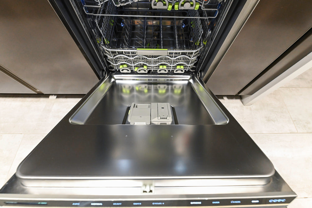 Composit Modern Brown Kitchen with Waterfall Island, Stone Countertops and Wolf & Sub-Zero Appliances