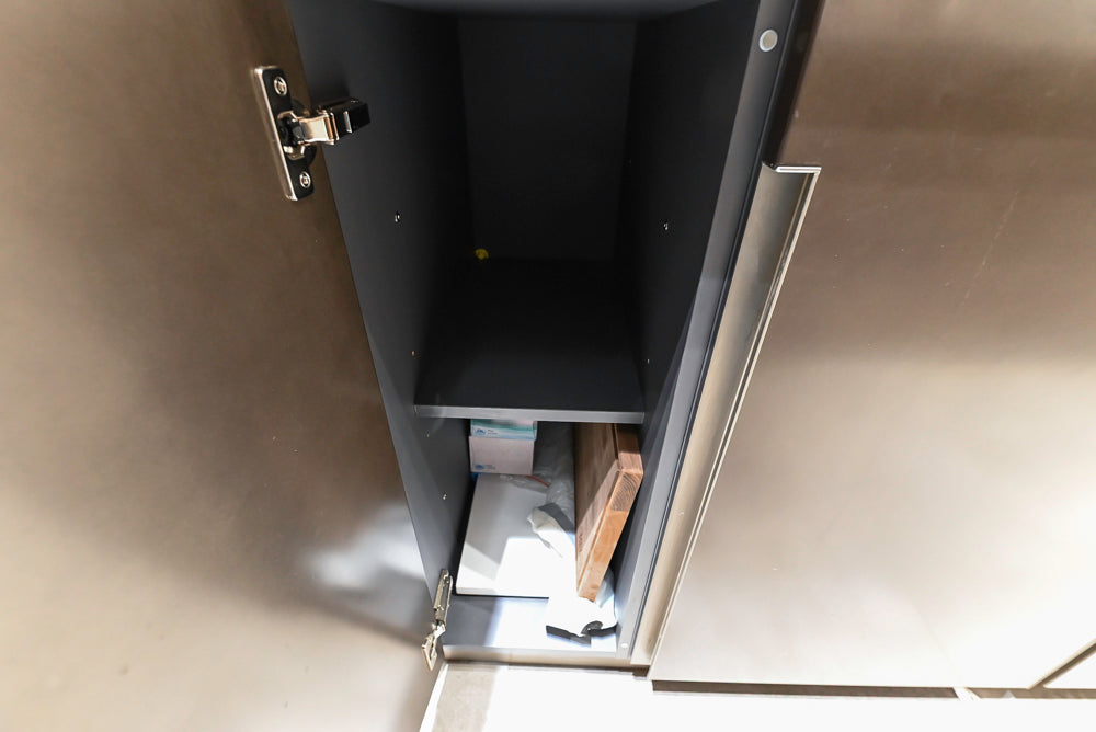 Composit Modern Brown Kitchen with Waterfall Island, Stone Countertops and Wolf & Sub-Zero Appliances