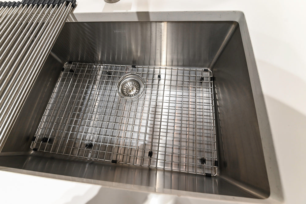 Composit Modern Brown Kitchen with Waterfall Island, Stone Countertops and Wolf & Sub-Zero Appliances