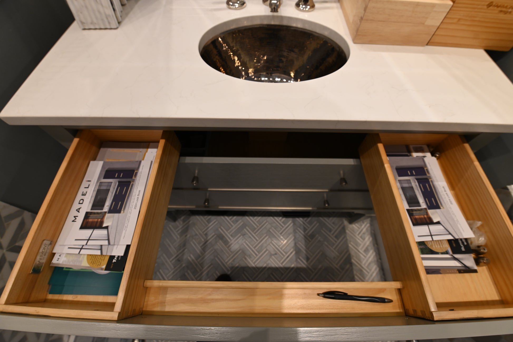 Fairmont Designs Transitional 44" Grey Single Vanity with White Top, Sink and Faucet