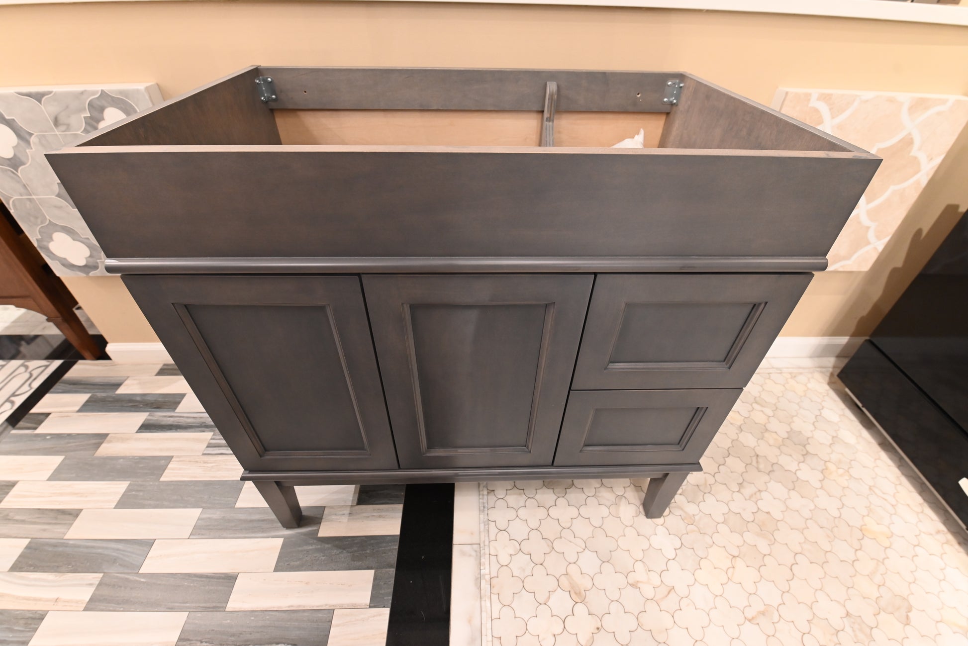 New York Vanity Mfg Transitional 36" Dark Grey Wood Single Vanity Base