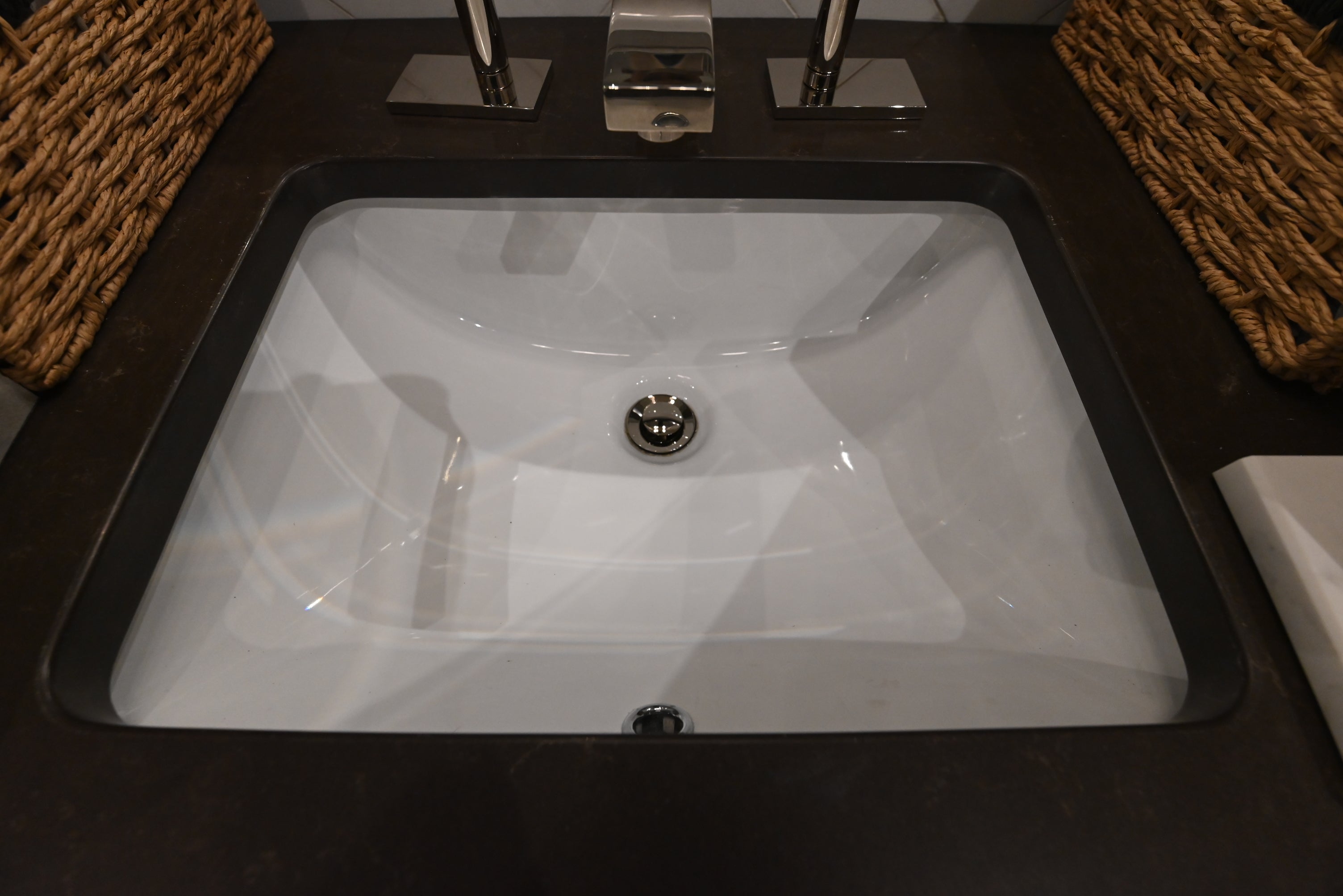 Showcase Traditional 37 1/2" Distressed Wood Single Vanity with Black Top, Sink and Faucet