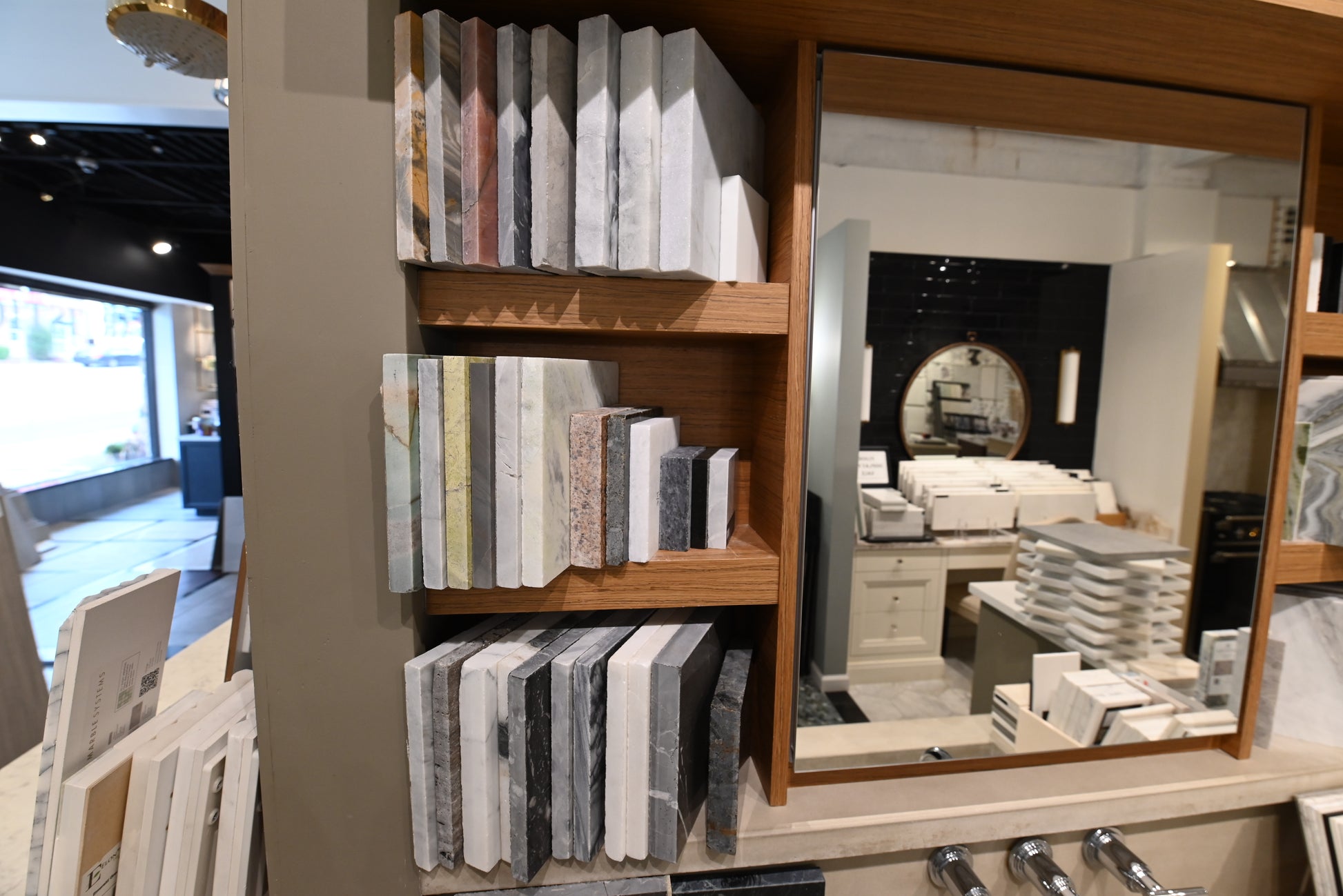 Showcase Modern 53 1/2" Floating Single Vanity with Integrated Stone Sink and Top, Medicine Cabinet and Shelving