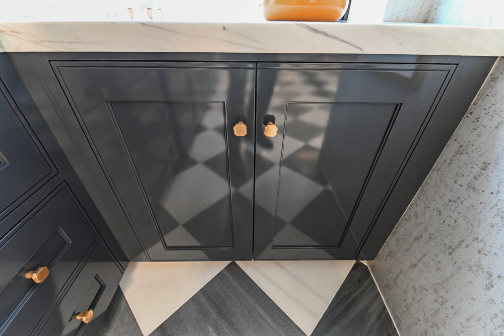 St. Charles Transitional Slate Gray Butler's Pantry with White Quartz Countertops