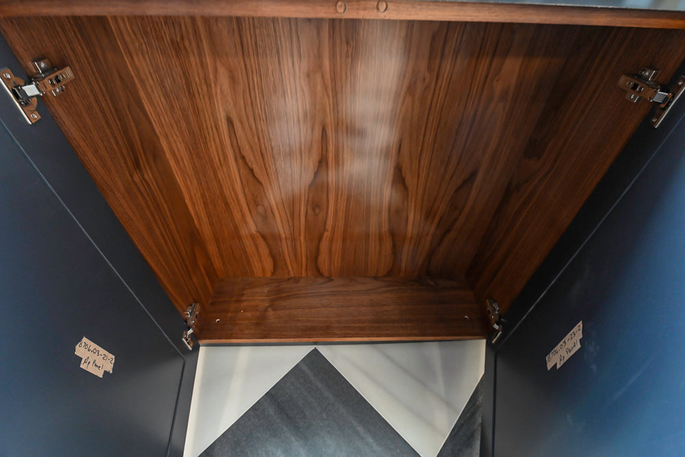 St. Charles Transitional Slate Gray Butler's Pantry with White Quartz Countertops