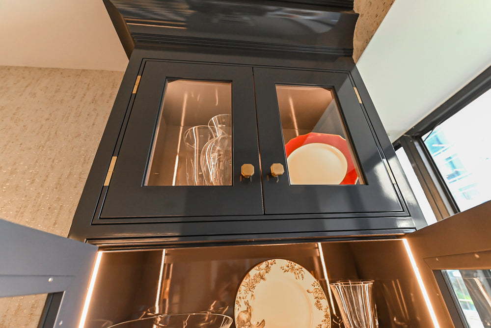 St. Charles Transitional Slate Gray Butler's Pantry with White Quartz Countertops