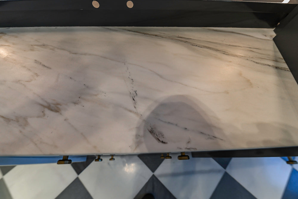 St. Charles Transitional Slate Gray Butler's Pantry with White Quartz Countertops