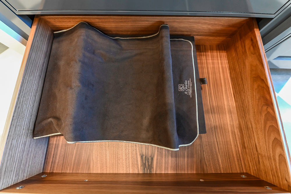 St. Charles Transitional Slate Gray Butler's Pantry with White Quartz Countertops