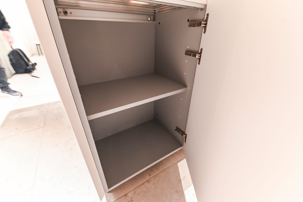 Poliform Artex Glacier White & Moka Modern Kitchen with Marble Countertops and Sub-Zero & Wolf Appliances