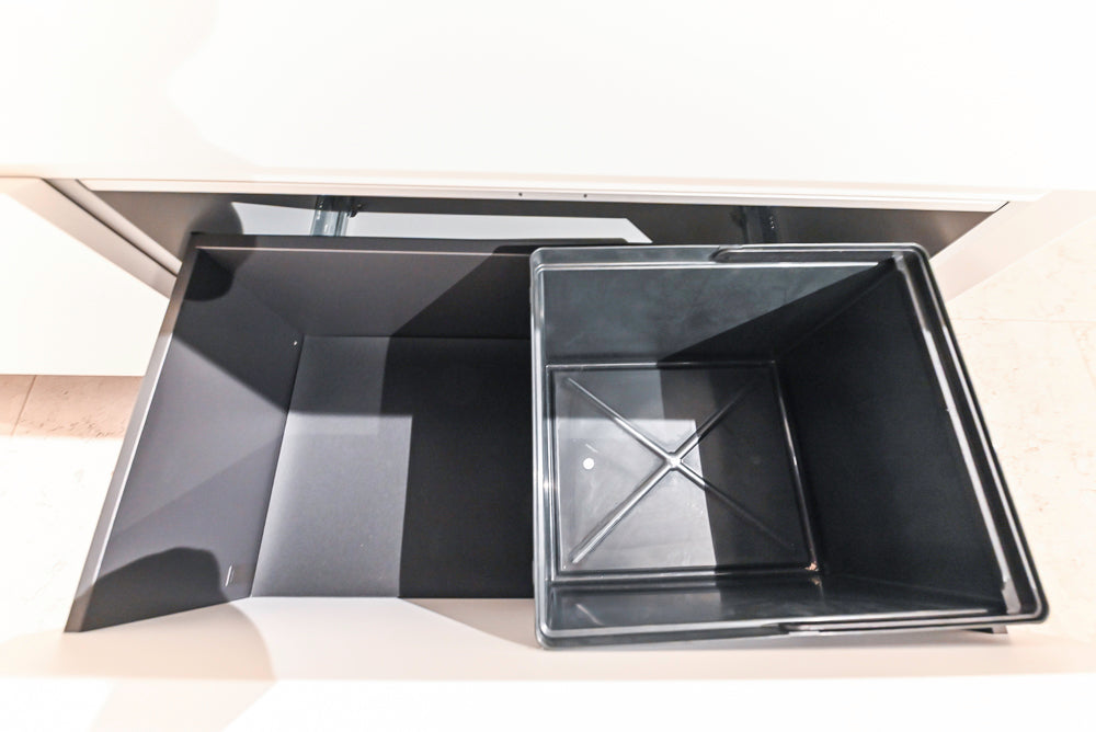 Poliform Artex Glacier White & Moka Modern Kitchen with Marble Countertops and Sub-Zero & Wolf Appliances