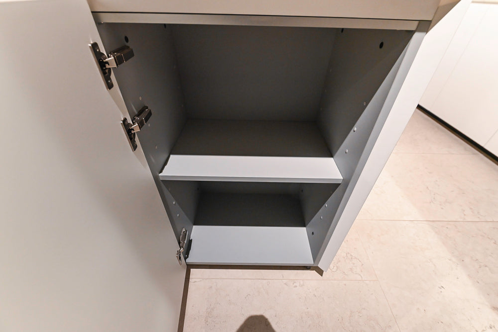 Poliform Artex Glacier White & Moka Modern Kitchen with Marble Countertops and Sub-Zero & Wolf Appliances