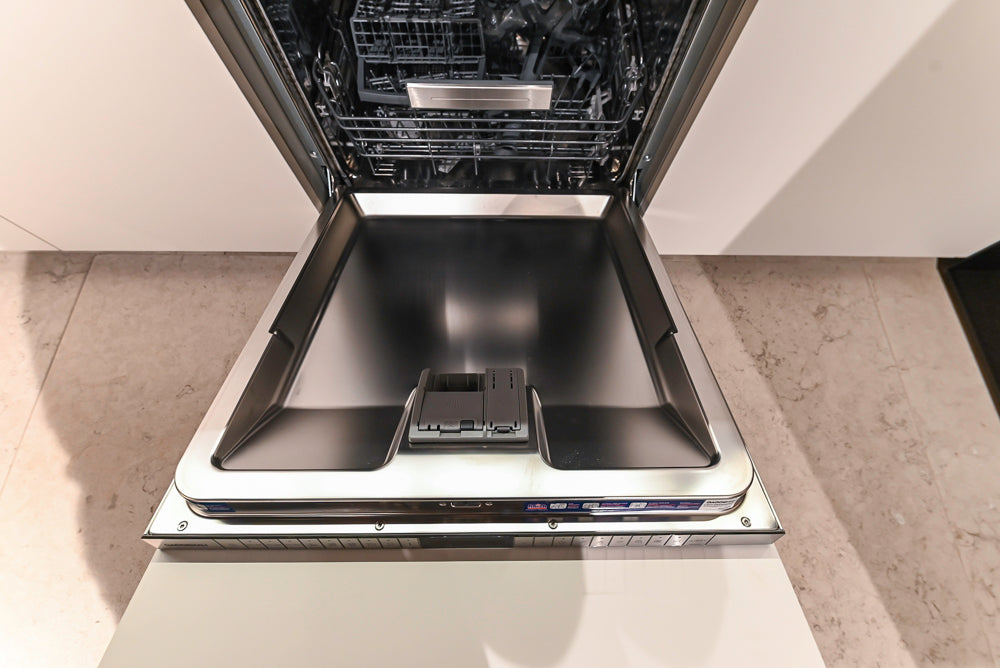 Poliform Artex Glacier White & Moka Modern Kitchen with Marble Countertops and Sub-Zero & Wolf Appliances