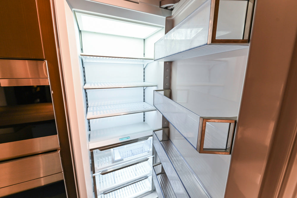 Poliform Artex Glacier White & Moka Modern Kitchen with Marble Countertops and Sub-Zero & Wolf Appliances