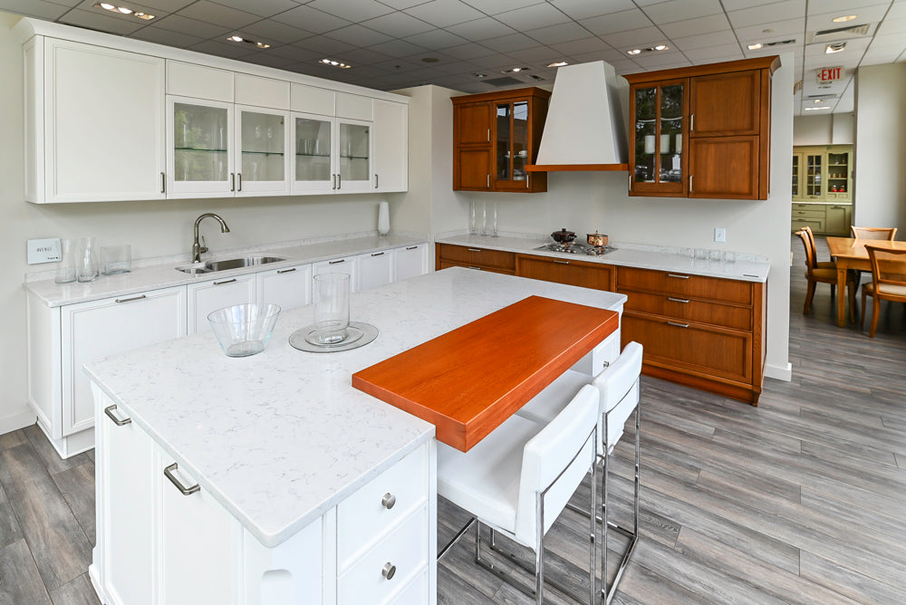 Aster Cucine Transitional White & Wood Kitchen with Island