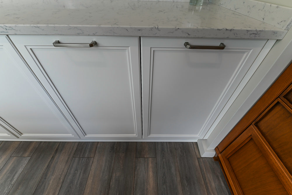 Aster Cucine Transitional White & Wood Kitchen with Island