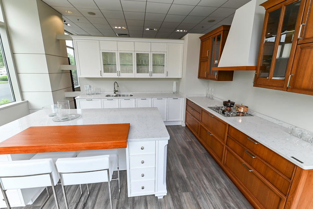 Aster Cucine Transitional White & Wood Kitchen with Island