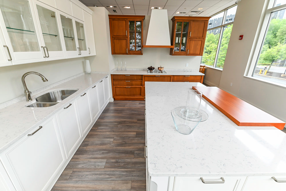 Aster Cucine Transitional White & Wood Kitchen with Island