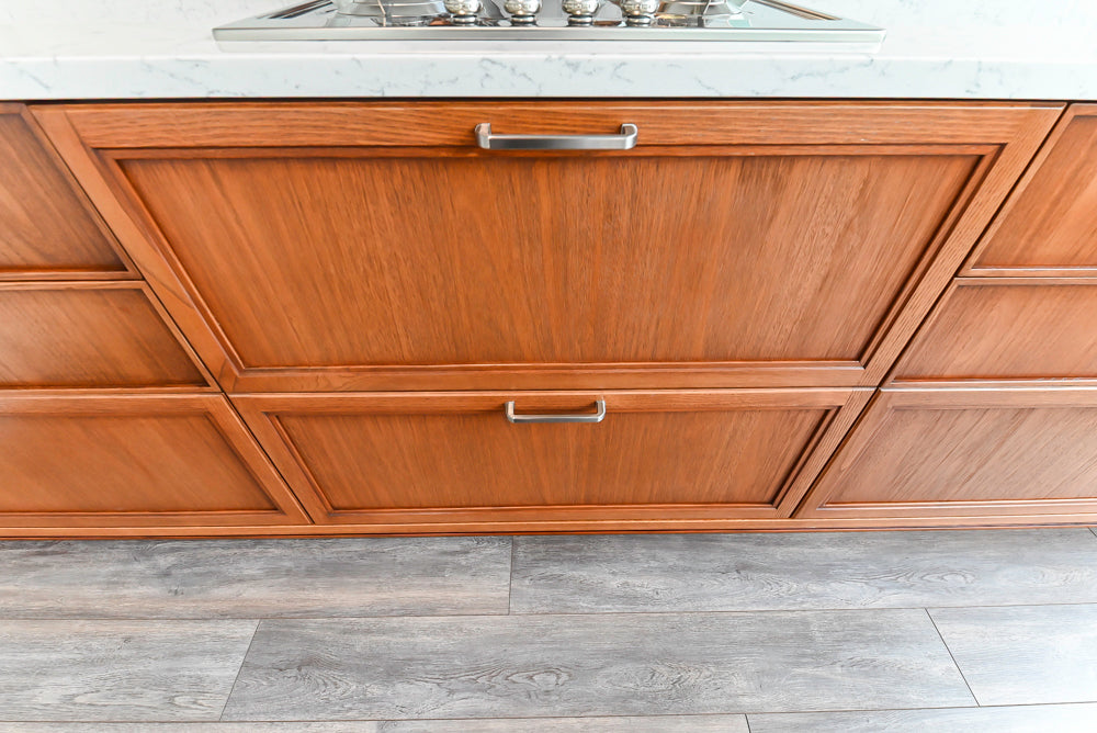 Aster Cucine Transitional White & Wood Kitchen with Island