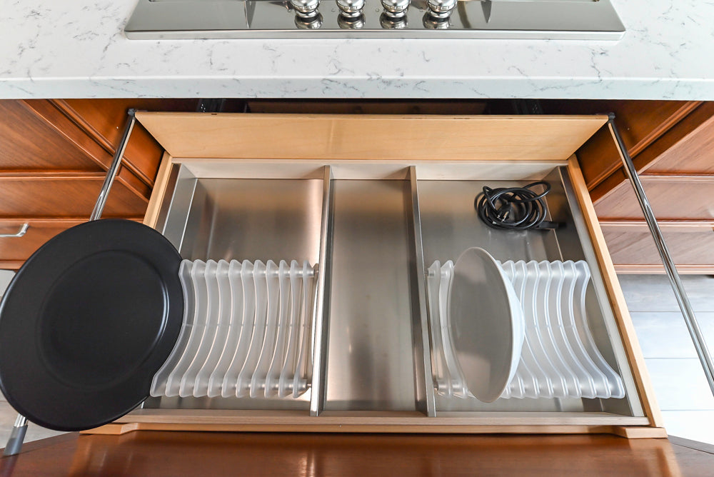 Aster Cucine Transitional White & Wood Kitchen with Island