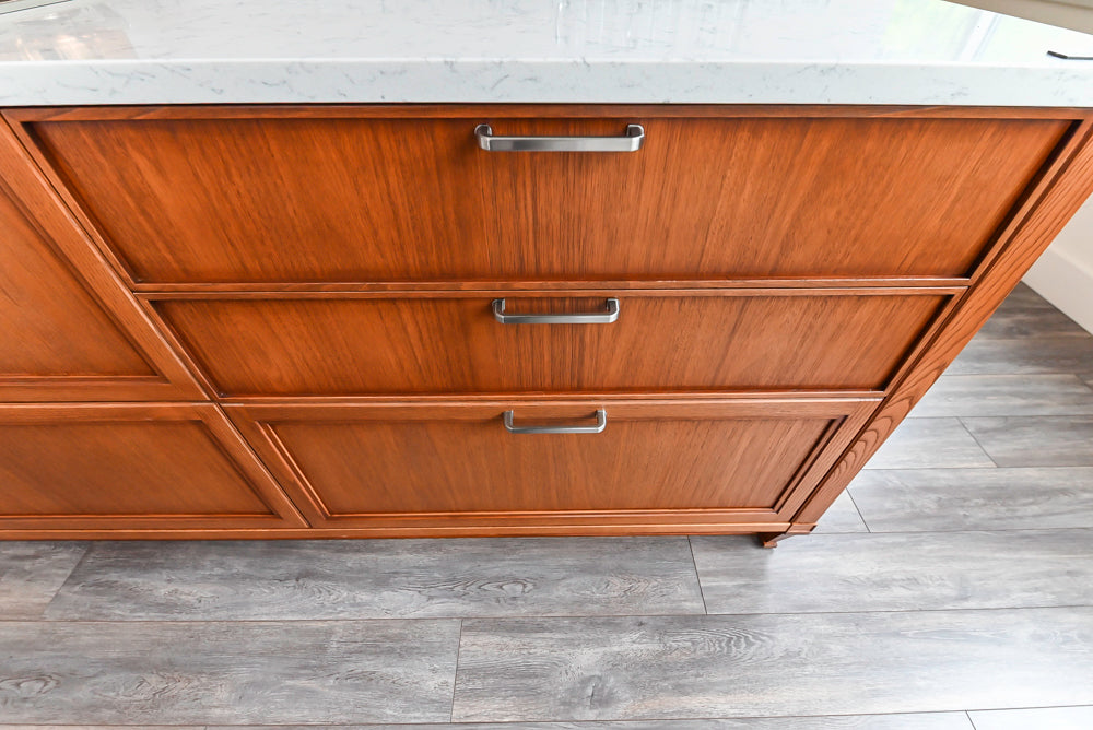 Aster Cucine Transitional White & Wood Kitchen with Island