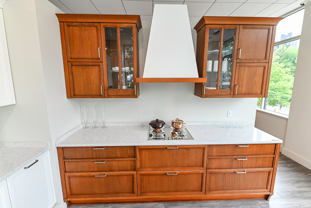 Aster Cucine Transitional White & Wood Kitchen with Island