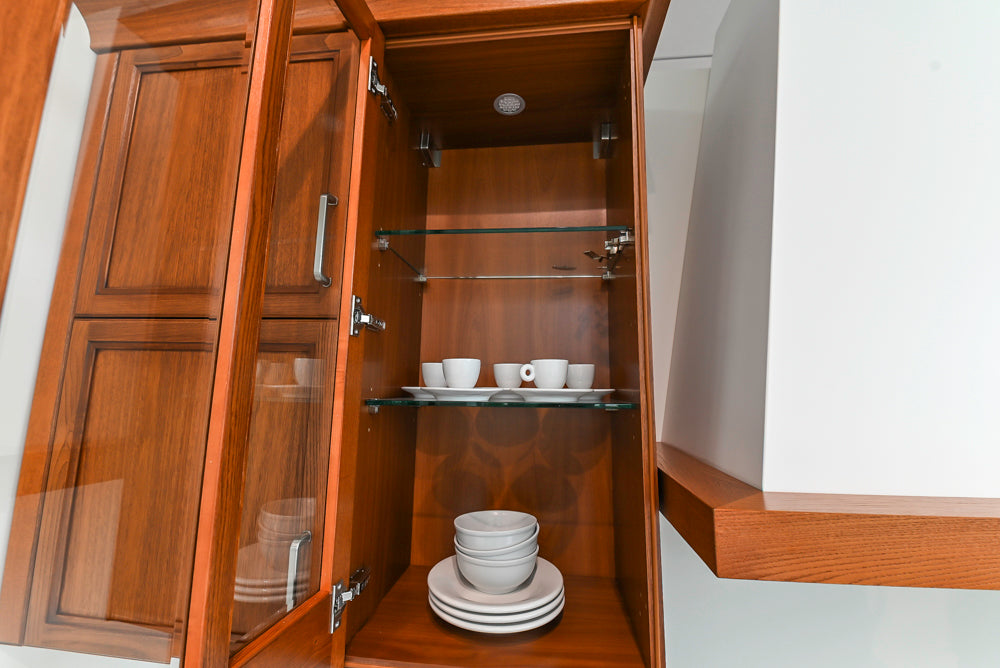 Aster Cucine Transitional White & Wood Kitchen with Island