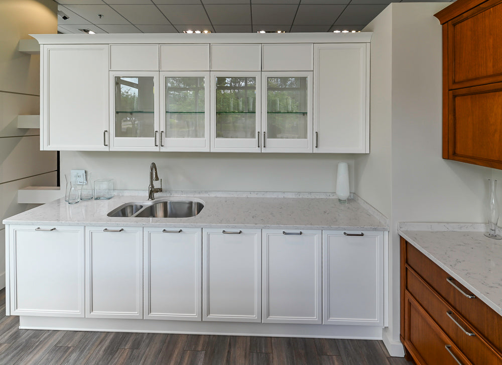 Aster Cucine Transitional White & Wood Kitchen with Island