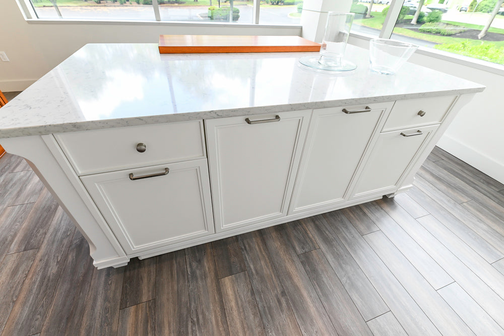 Aster Cucine Transitional White & Wood Kitchen with Island