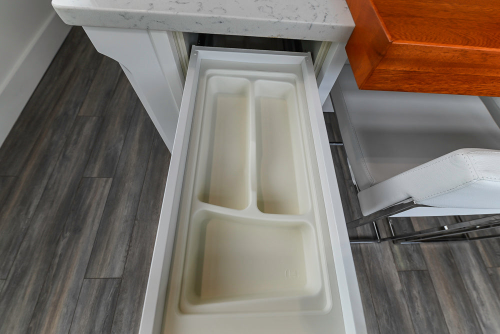 Aster Cucine Transitional White & Wood Kitchen with Island