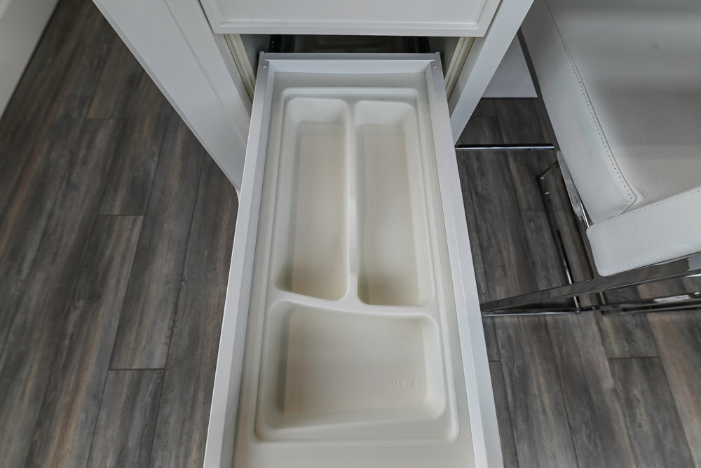 Aster Cucine Transitional White & Wood Kitchen with Island