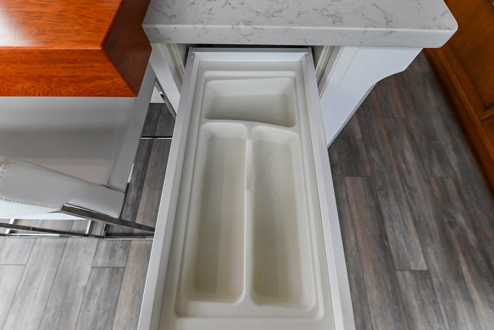 Aster Cucine Transitional White & Wood Kitchen with Island