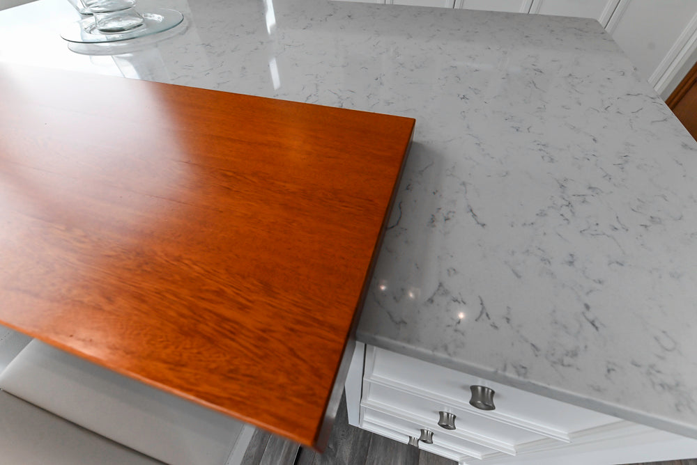 Aster Cucine Transitional White & Wood Kitchen with Island